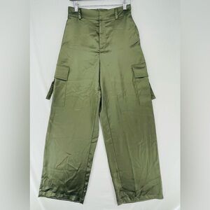 House of Harlow 1960 Olive Green Satin Wide
Leg Cargo Pants